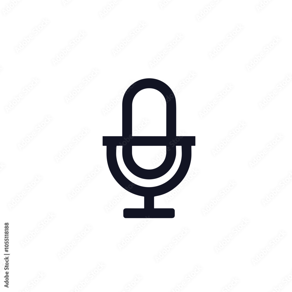 Stylized Microphone Icon Vector Black White Audio Theme Stylized Microphone Icon Vector Black White Audio Theme