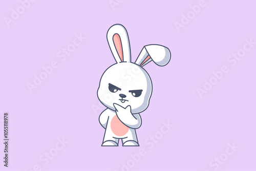 Cute bunny is thinking seriously