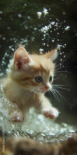 cat in the water