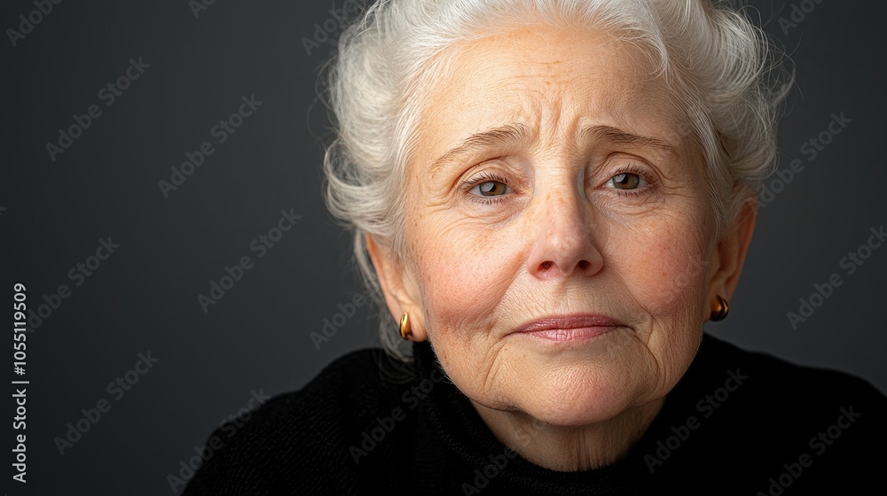 Tearful Elderly Woman with Fair Skin in Portrait Tearful Elderly Woman with Fair Skin in Portrait