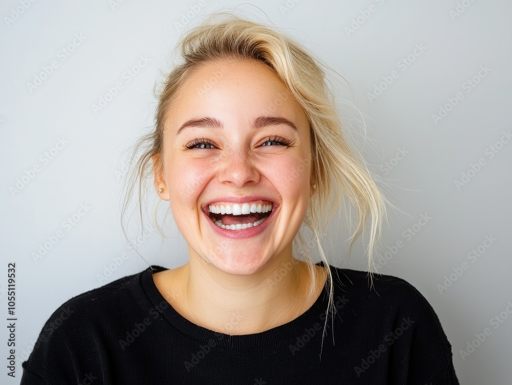 Joyful Woman with Light Skin and Happy Expression Joyful Woman with Light Skin and Happy Expression