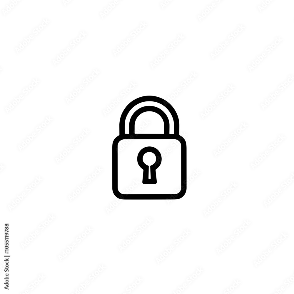 Lock Icon, Minimalist Vector, Black and White, Privacy Symbol Lock Icon, Minimalist Vector, Black and White, Privacy Symbol