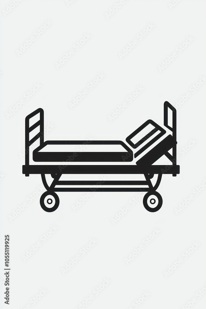 Sleek and minimalist hospital bed glyph icon, symbolizing healthcare. Sleek and minimalist hospital bed glyph icon, symbolizing healthcare.