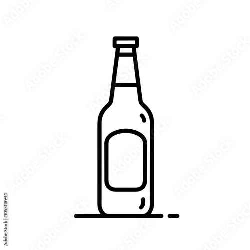 Beer Bottle Outline Icon, Monochrome, Drinking Concept