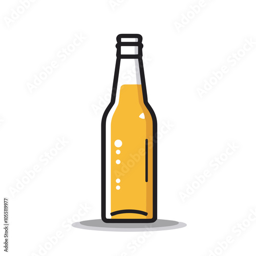 Colored Beer Bottle Icon, Yellow Hues, Brewing Symbol