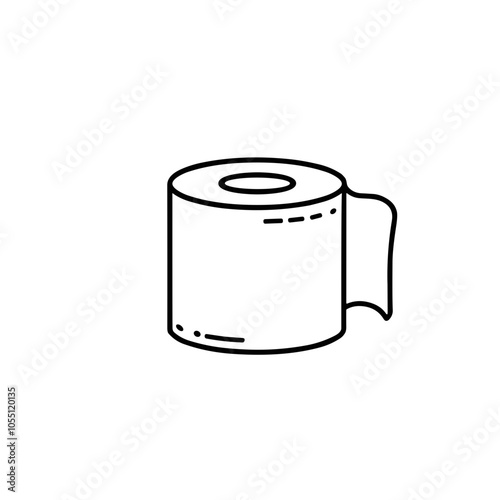 Toilet Paper Roll Line Art Icon Basic Black and White