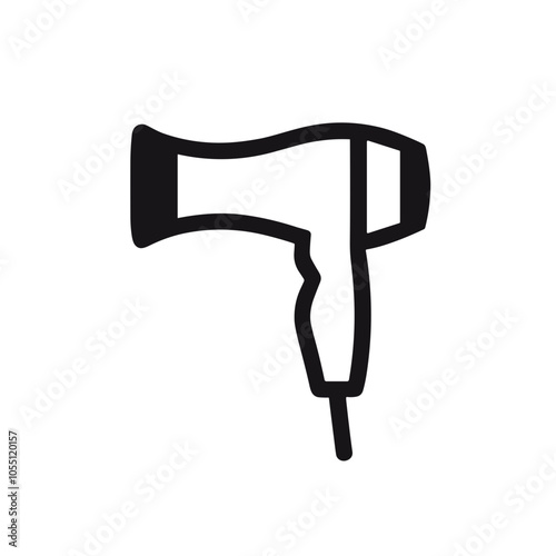 Sleek Hair Dryer Icon Vector in Bold Black Styling Device