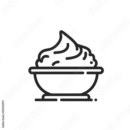 Vector image of shaving cream bowl, black outlines, skincare
