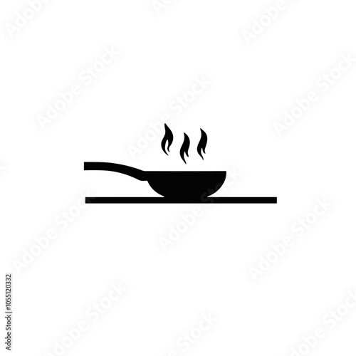 Cooking Pan Icon, Black and White, Kitchen Utensil