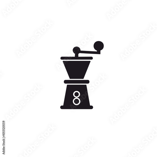 Classic coffee mill vector, black and white, kitchen appliance