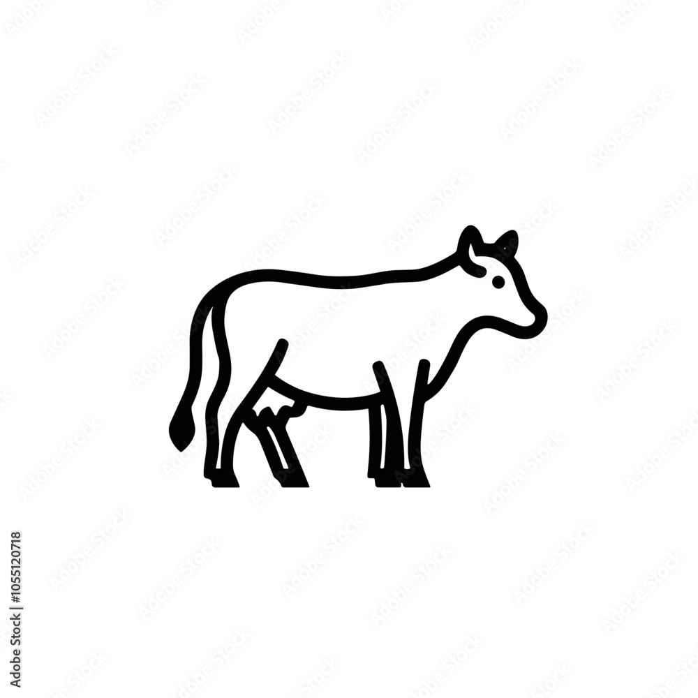 Minimalistic Cow Vector Art in Black and White Minimalistic Cow Vector Art in Black and White