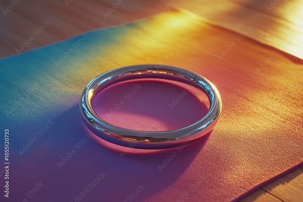 Serene Sunrise Meditation Ring on Vibrant Yoga Mat Serene Sunrise Meditation Ring on Vibrant Yoga Mat