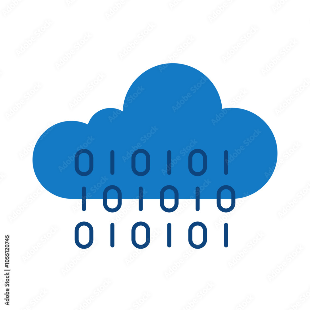 Cloud Code Blue Icon. Cloud Technology Editable Stroke Vector Illustration Cloud Code Blue Icon. Cloud Technology Editable Stroke Vector Illustration