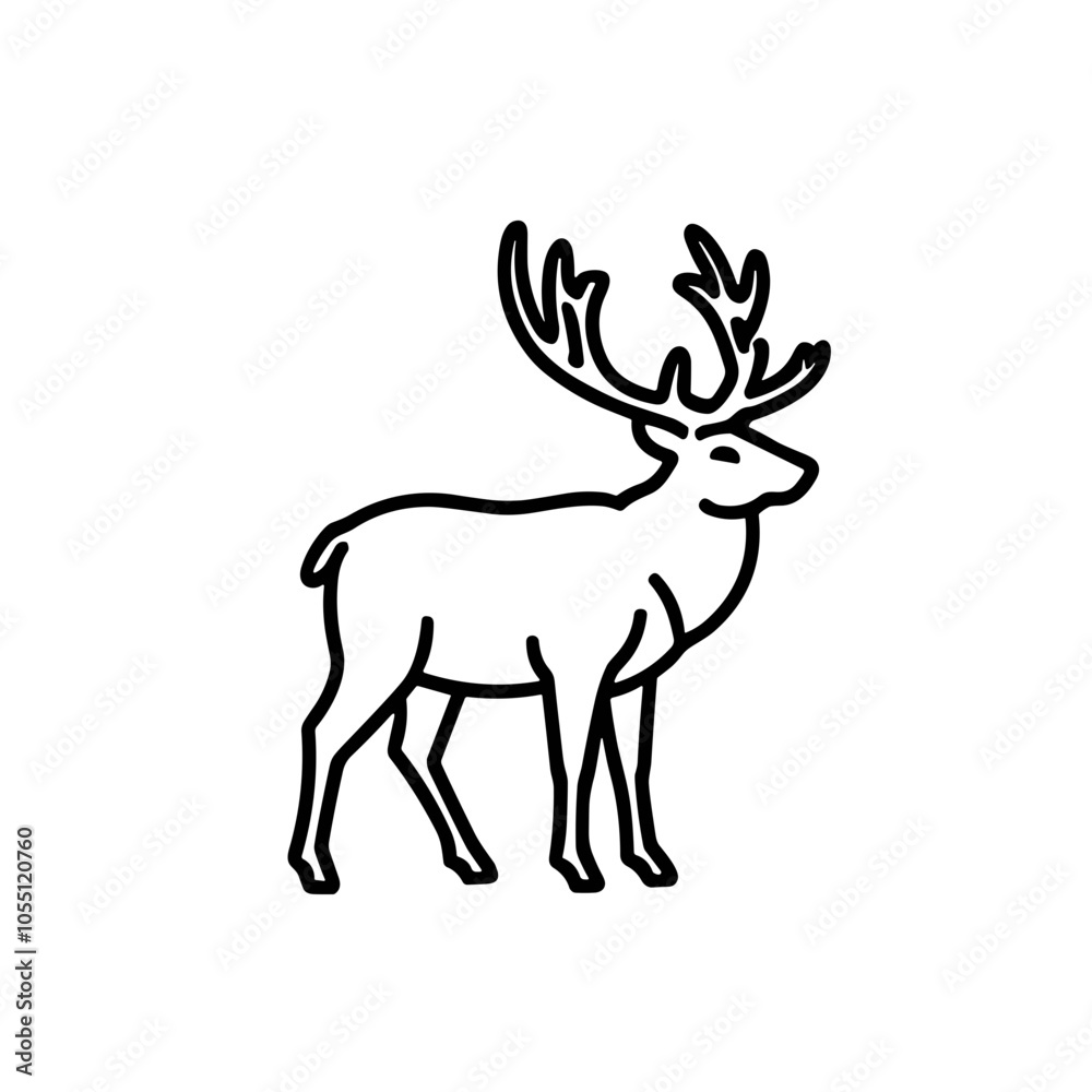 Standing Deer Vector Illustration in Monochrome Standing Deer Vector Illustration in Monochrome