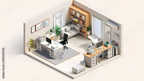 Home Office Basement design 3D