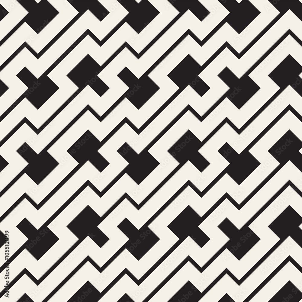 Vector seamless geometric pattern. Irregular lines abstract background. Composition from randomly disposed elements.