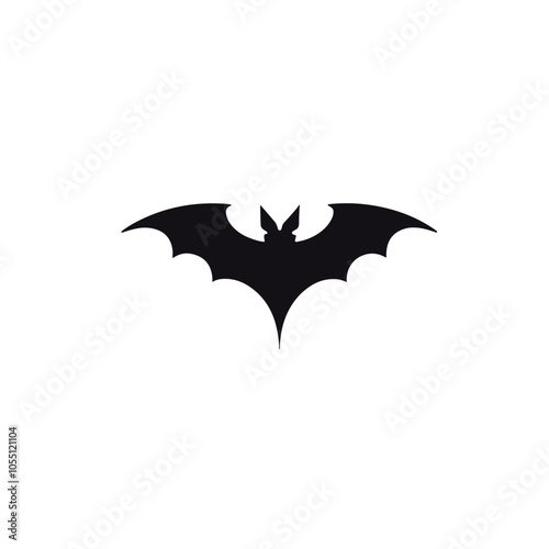Flying Bat Vector Illustration in Silhouette Style