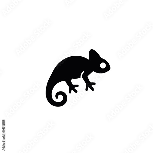 Minimal Chameleon Vector Icon in Black