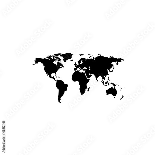 World Map Vector Illustration in Black and White