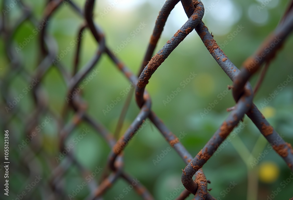 A close-up view of a metal wire mesh or chain link fence, with intricate patterns and textures created by the intersecting metal strands A close-up view of a metal wire mesh or chain link fence, with intricate patterns and textures created by the intersecting metal strands
