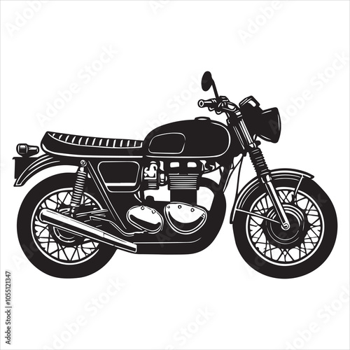 Classic Motorcycle Silhouettes Design - Motor cycle Vector illustration in black and white
 