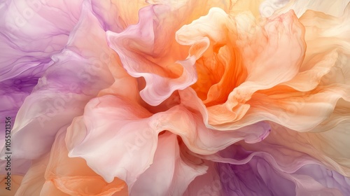 Dreamy Abstract Bloom in Warm Tones and Pastel Shades - made with Generative AI