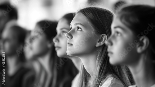 Focused Faces in a Monochrome Gathering