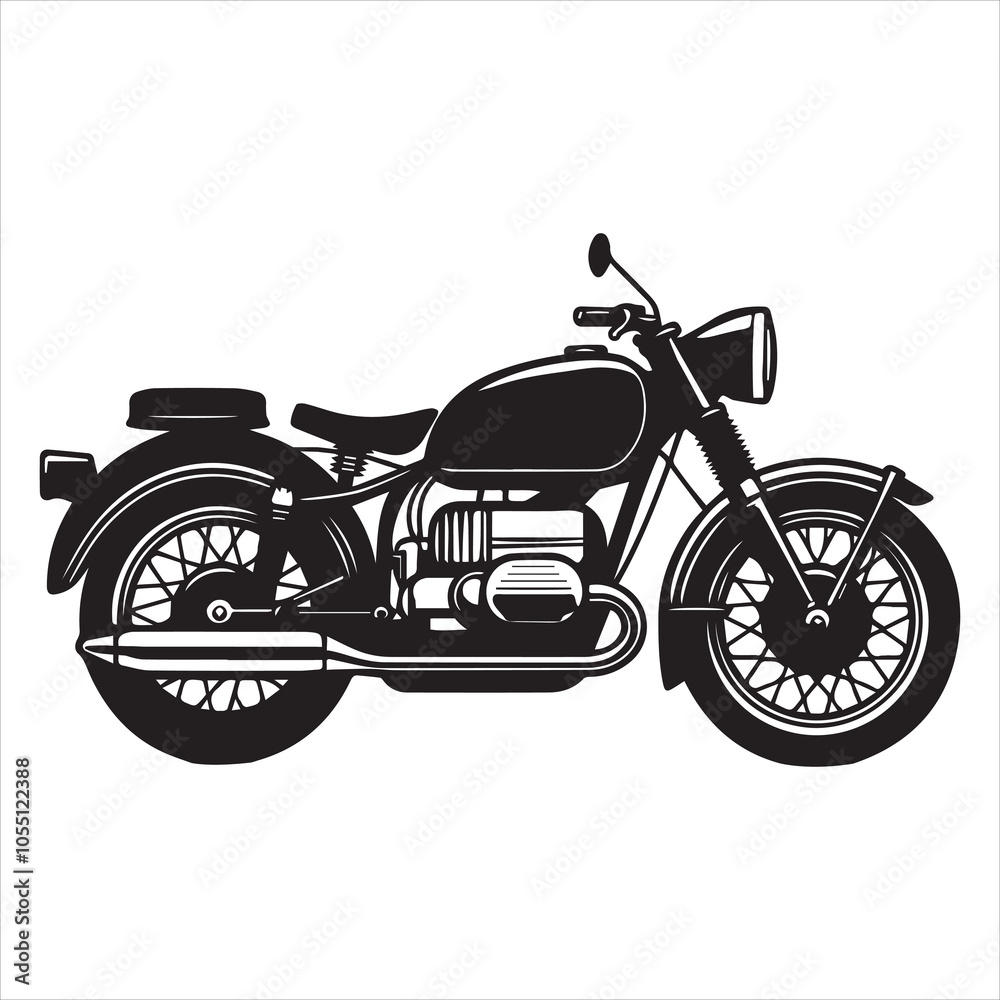 Obraz premium Classic Motorcycle Silhouettes Design - Motor cycle Vector illustration in black and white 