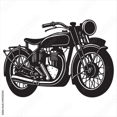 Classic Motorcycle Silhouettes Design - Motor cycle Vector illustration in black and white
 