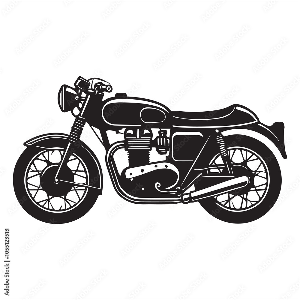 Fototapeta premium Classic Motorcycle Silhouettes Design - Motor cycle Vector illustration in black and white 