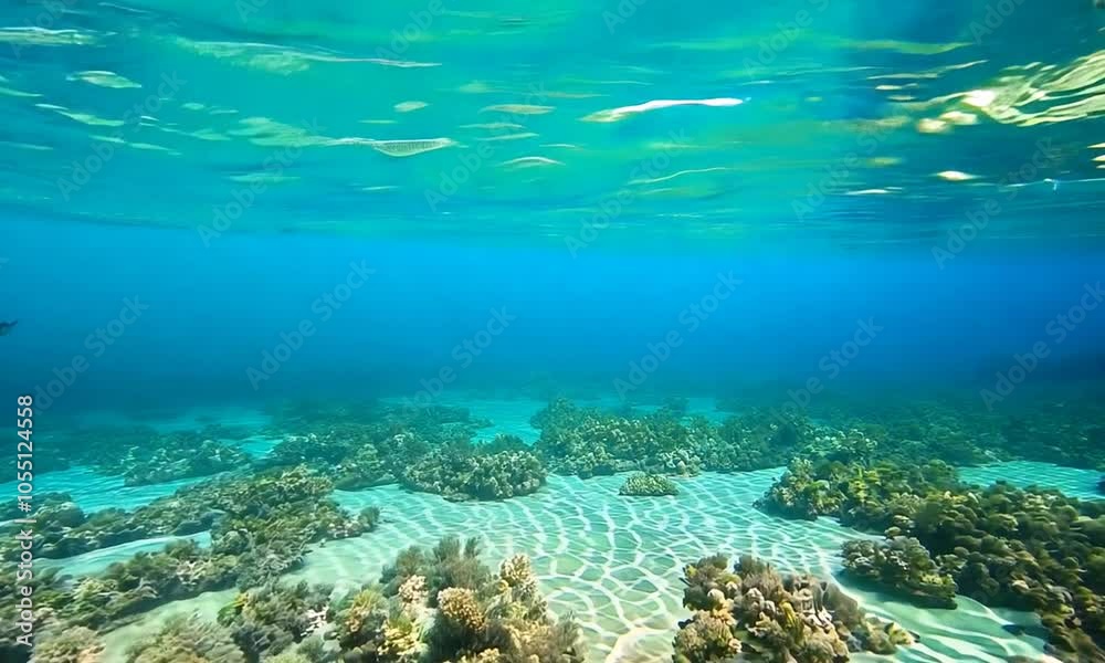 Serene underwater view of coral and lush mangroves. Serene underwater view of coral and lush mangroves.
