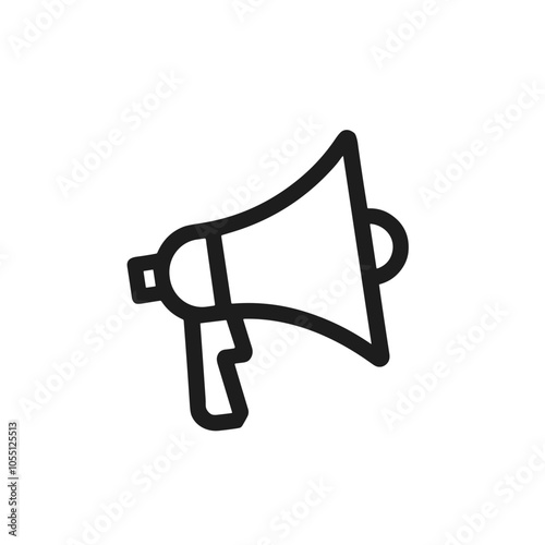 Loudspeaker Outline Icon, Black and White, Sound Amplification Device