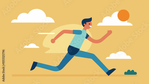 A 3D icon of a running person with a briefcase symbolizing business success and speed in a marathon or race competition