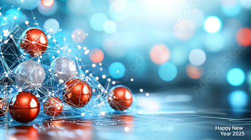 Celebrate a vibrant new year 2025 with sparkling ornaments and digital brilliance for a joyful start to the year ahead