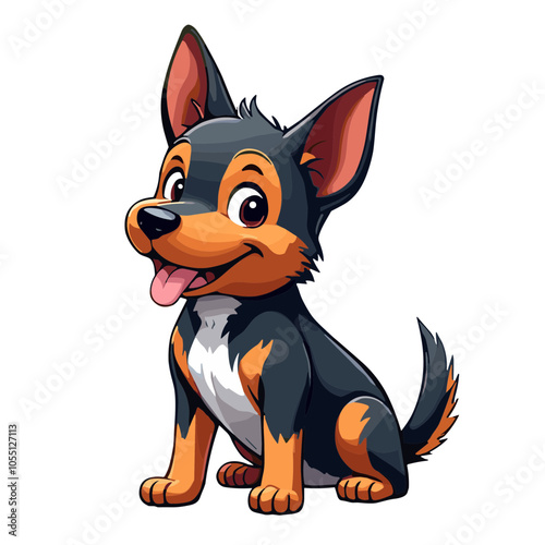 Cartoon Puppy with Cheerful Expression