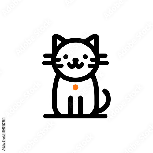 Cute cat illustration, minimalist line art, black and white, pet icon photo