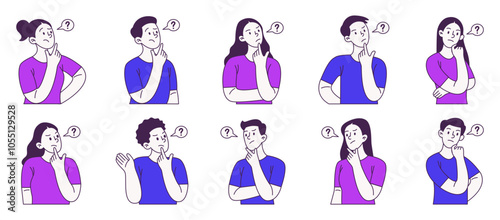 People Thinking Illustration Set