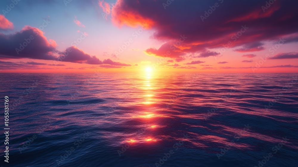 Serene sunset over calm ocean waters with vibrant colors. Serene sunset over calm ocean waters with vibrant colors.