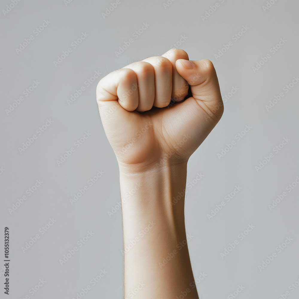 African American hand raised up and clenched into a fist. Symbol of solidarity and unity. Black History Month. Africa Day African American hand raised up and clenched into a fist. Symbol of solidarity and unity. Black History Month. Africa Day