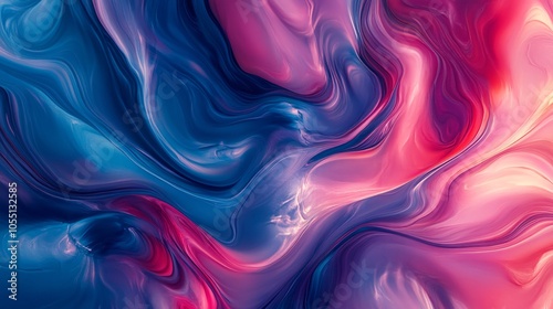 Abstract Swirling Blue and Pink Liquid Marble Texture