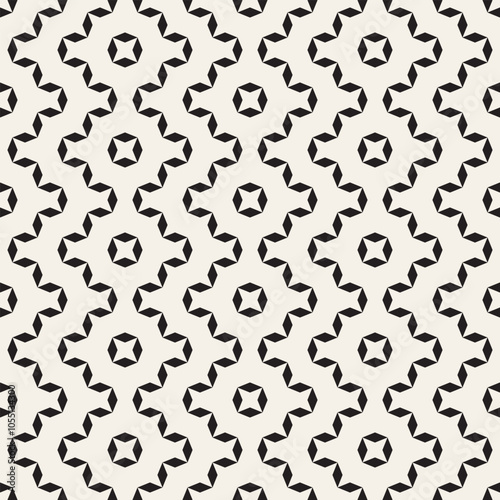 Sashiko-inspired geometric black and white seamless vector pattern. Stylish monochrome background design in Japanese style.