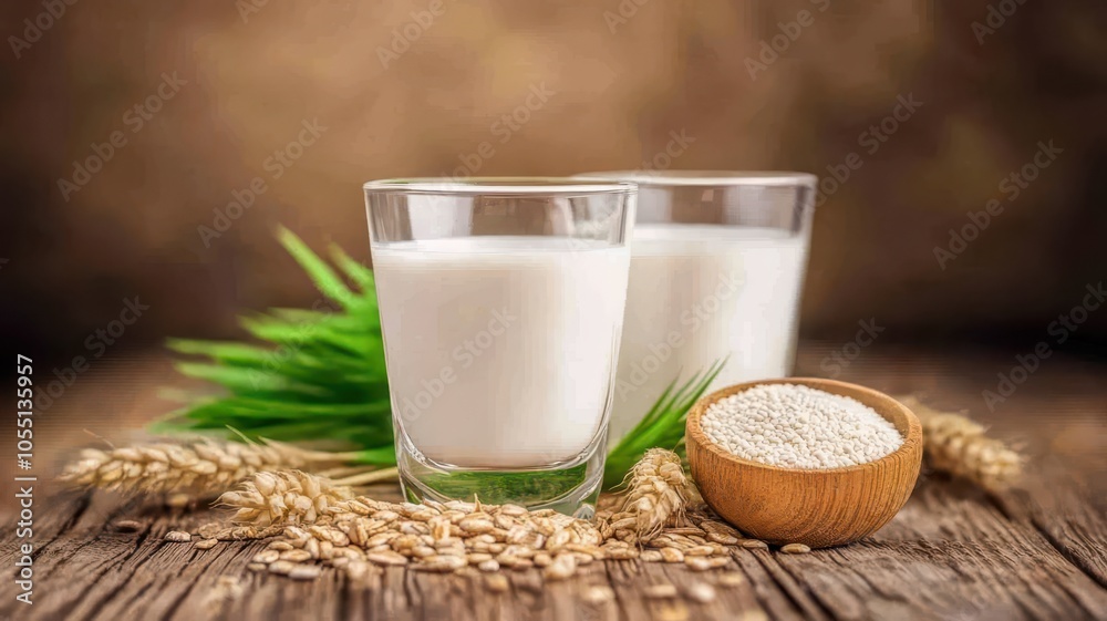 Fresh and creamy pasteurized milk in a glass, perfect for a healthy and refreshing drink.
