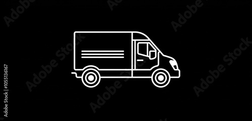 Sleek and modern glyph icon for a delivery van, perfect for logistics and transportation.