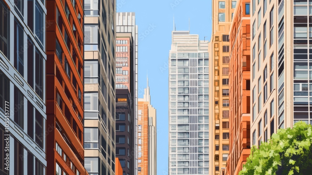 Urban Skyline with Clean Lines and High Resolution Details Urban Skyline with Clean Lines and High Resolution Details