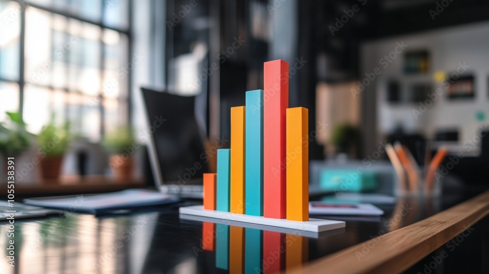 Colorful Bar Graph in Modern Office Environment Colorful Bar Graph in Modern Office Environment