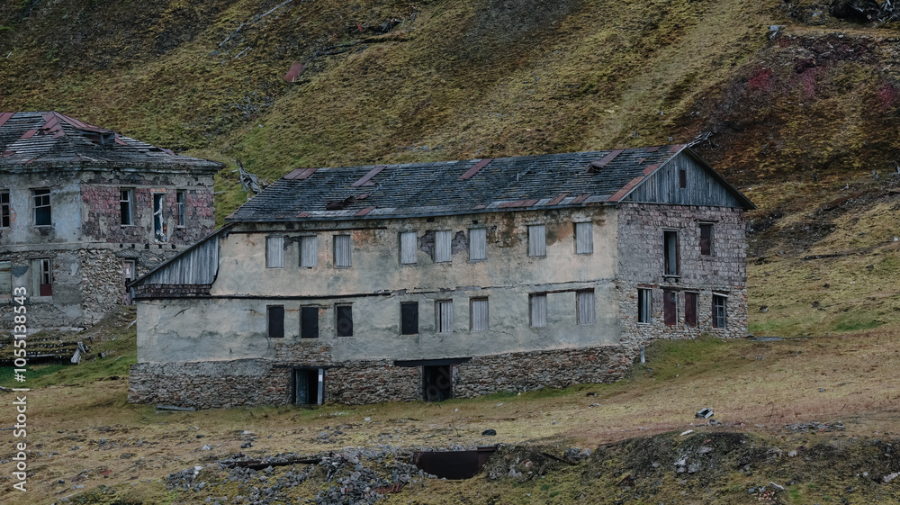 Exploring abandoned structures in Grumant, Svalbard during the arctic summer season