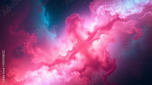 Colorful Cosmic Nebula in Pink and Blue Hues