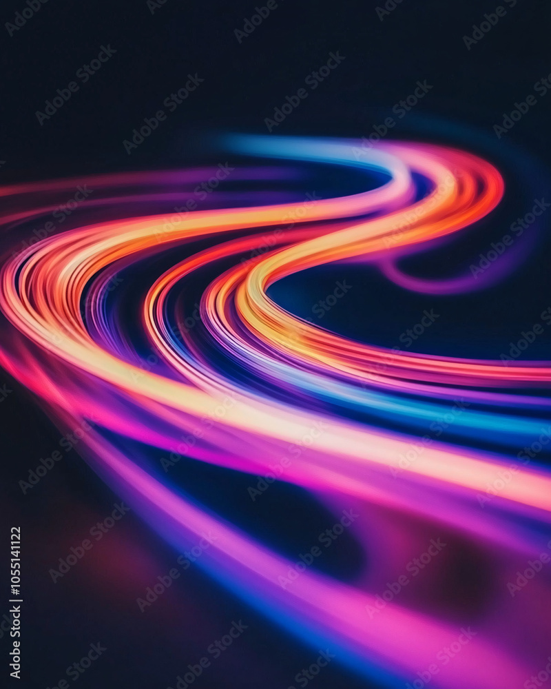 abstract neon light trails swirl in vibrant colors on a dark background abstract neon light trails swirl in vibrant colors on a dark background