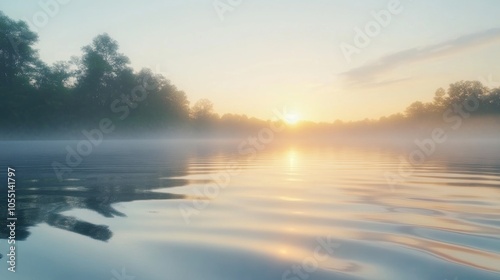 Smooth texture of ripples on a glassy lake at sunrise