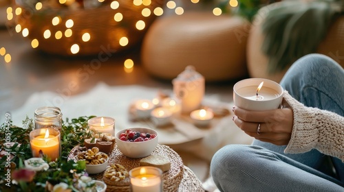 Cozy Evening Routine with Candles and Snacks